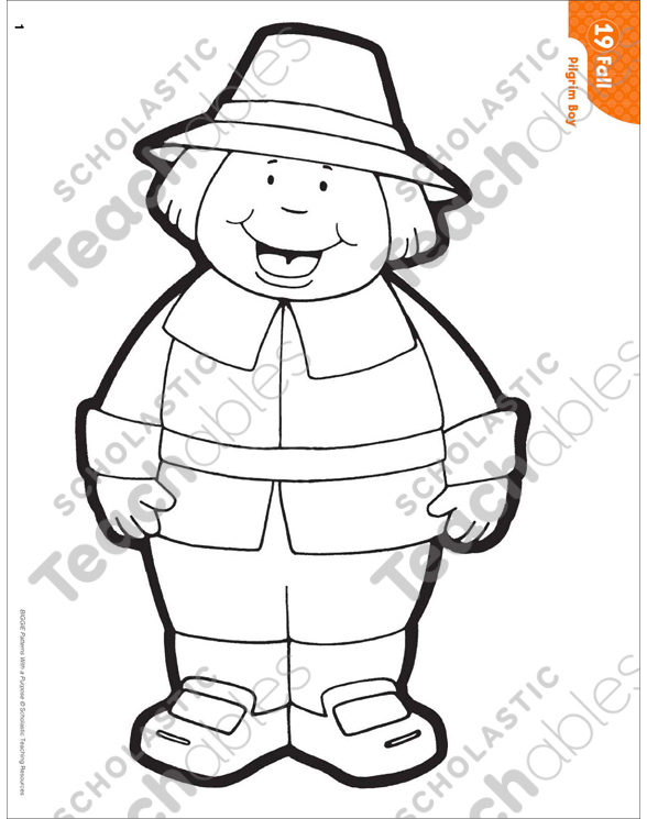 Pilgrim boy and girl patterns activities printable lesson plans and ideas