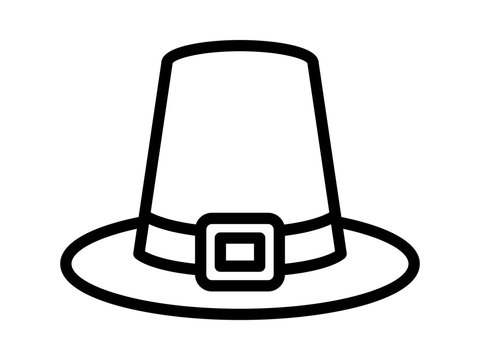 Pilgrim hat on thanksgiving or capotain line art icon for apps and websites vector