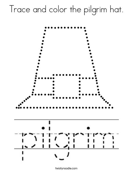 Trace and color the pilgrim hat coloring page