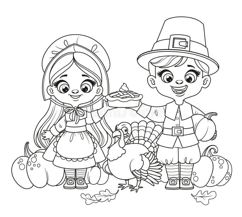 Coloring pilgrims stock illustrations â coloring pilgrims stock illustrations vectors clipart