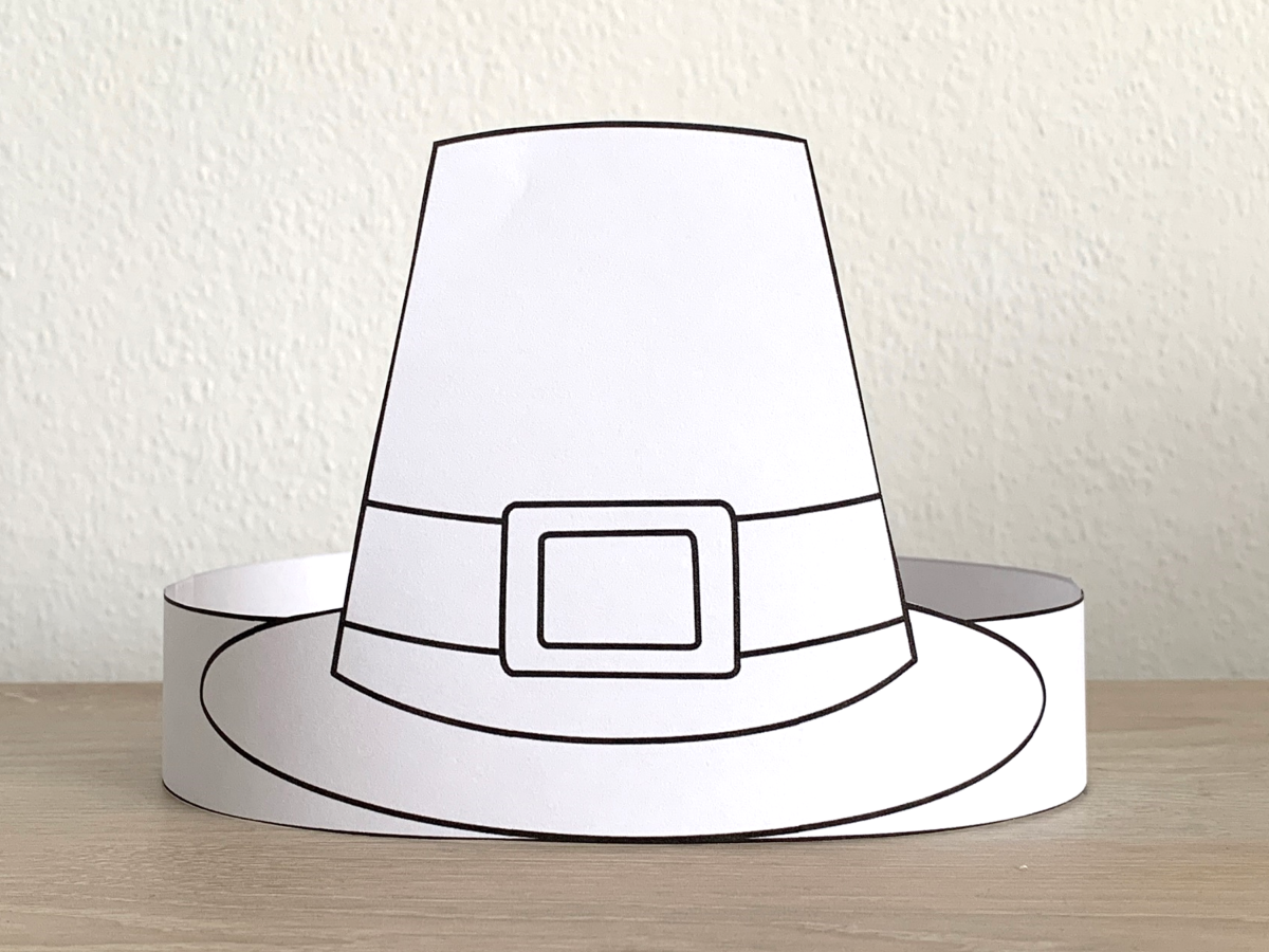 Pilgrim hat paper crown printable coloring thanksgiving craft activity made by teachers