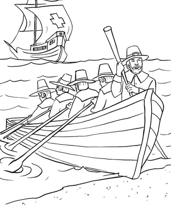 Free easy to print pilgrim coloring pages