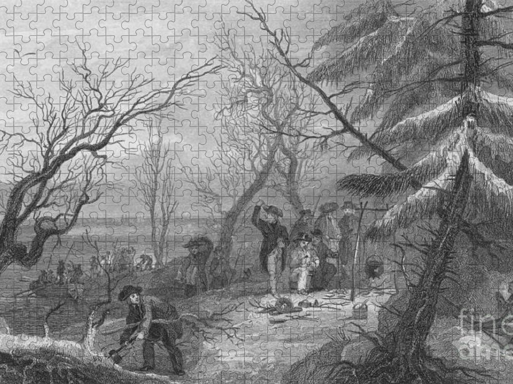 Pilgrims landing at plymouth jigsaw puzzle by photo researchers