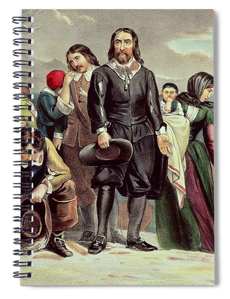 The landing of the pilgrims at plymouth spiral notebook by currier and ives