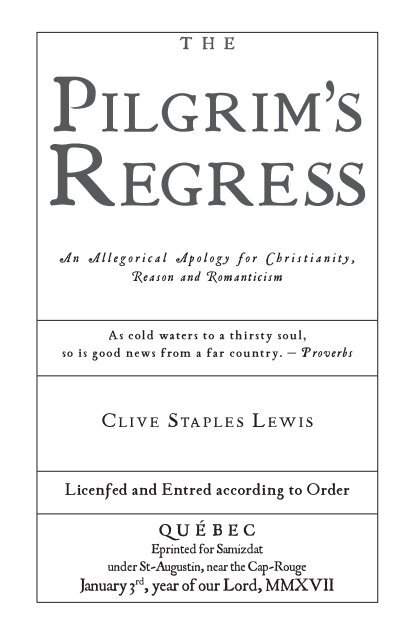 Pilgrims regress by cs lewis