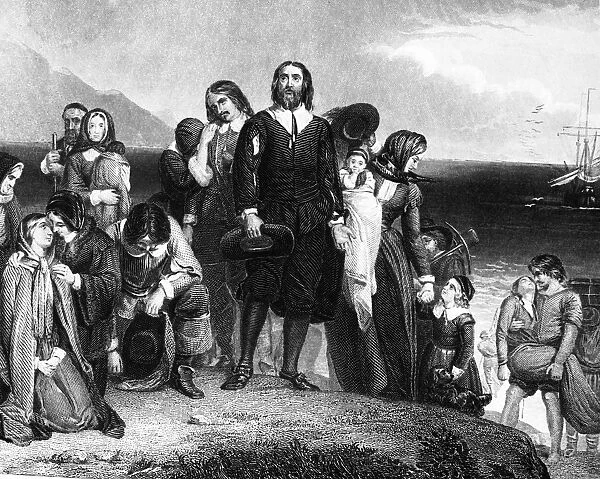 Landing of the pilgrims at plymouth massachusetts