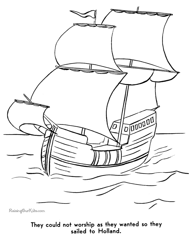 Pilgrims coloring page sailed to holland
