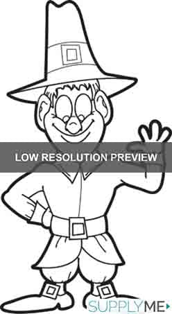 Printable thanksgiving pilgrim coloring page for kids â