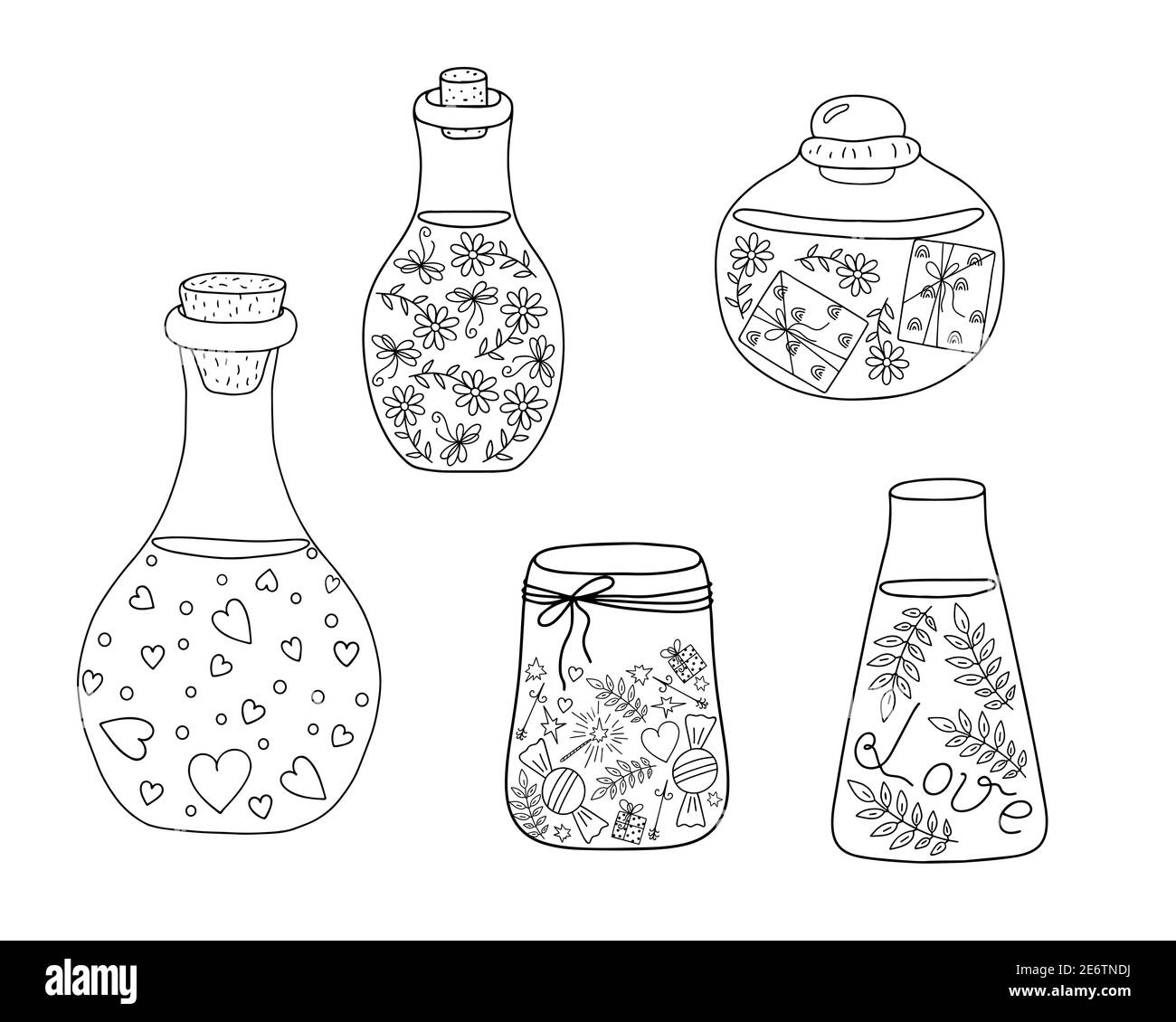 Potion bottles black and white stock photos images