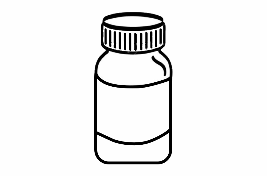 Pencil and in color pills medicine bottle png