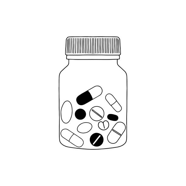 Pill bottle drawing stock illustrations royalty