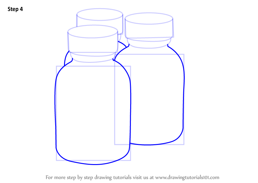 How to draw medicine bottles everyday objects step by step