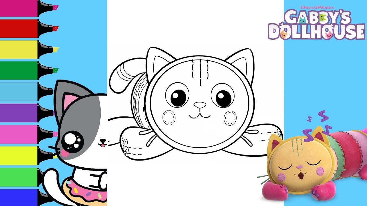 Coloring gabbys dollhouse pillow cat coloring book pages sprinkled donuts jr