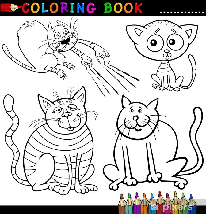 Body pillow cartoon cats for coloring book or page