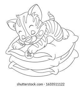 Coloring page colouring picture cat kitten stock vector royalty free