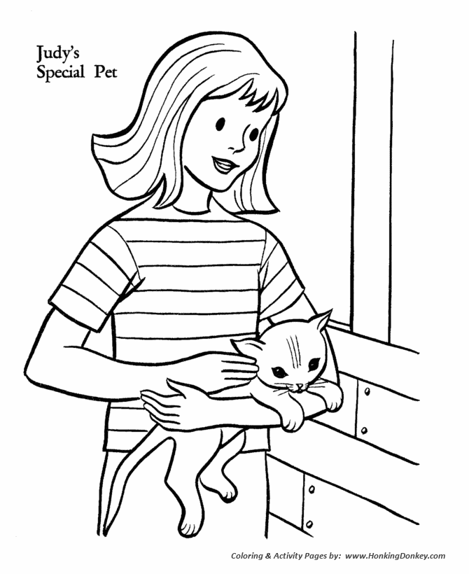 Pet cat coloring pages girls special pet cat coloring pages and activity sheets for pre