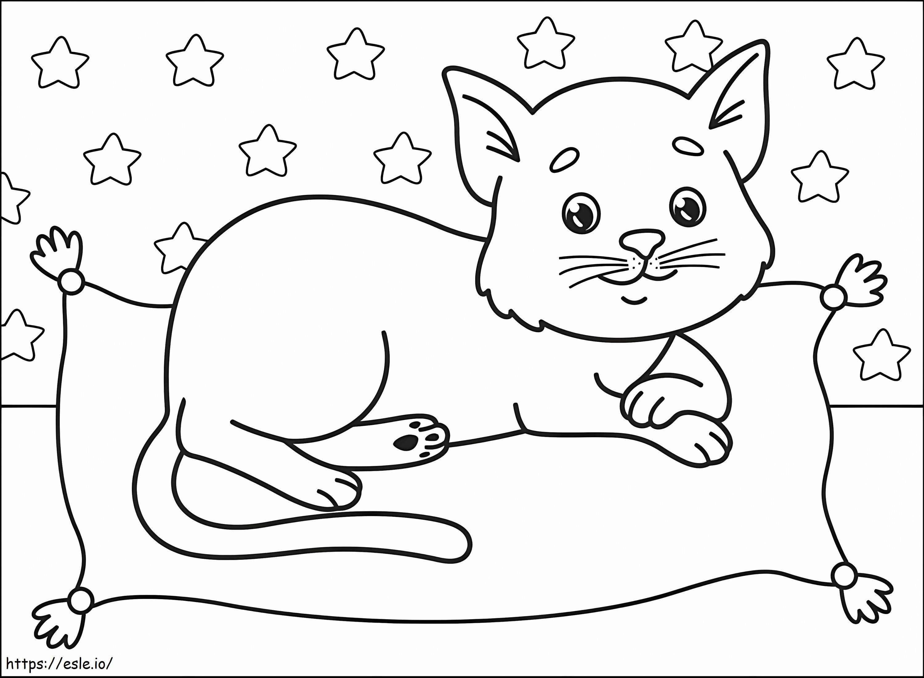 Cat on pillow coloring page