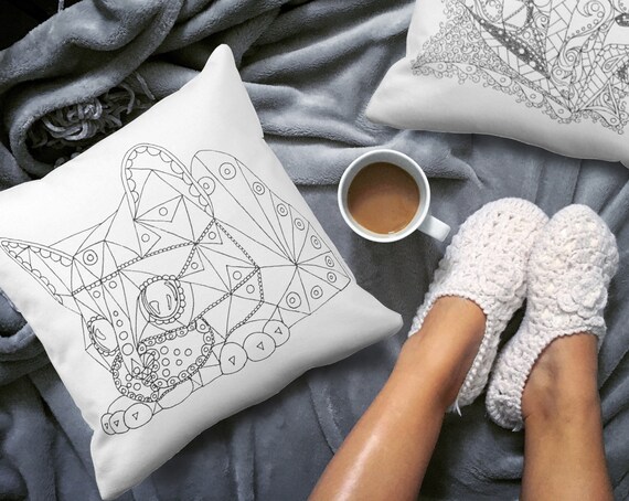 Mothers day present idea decorative cat coloring book pillow