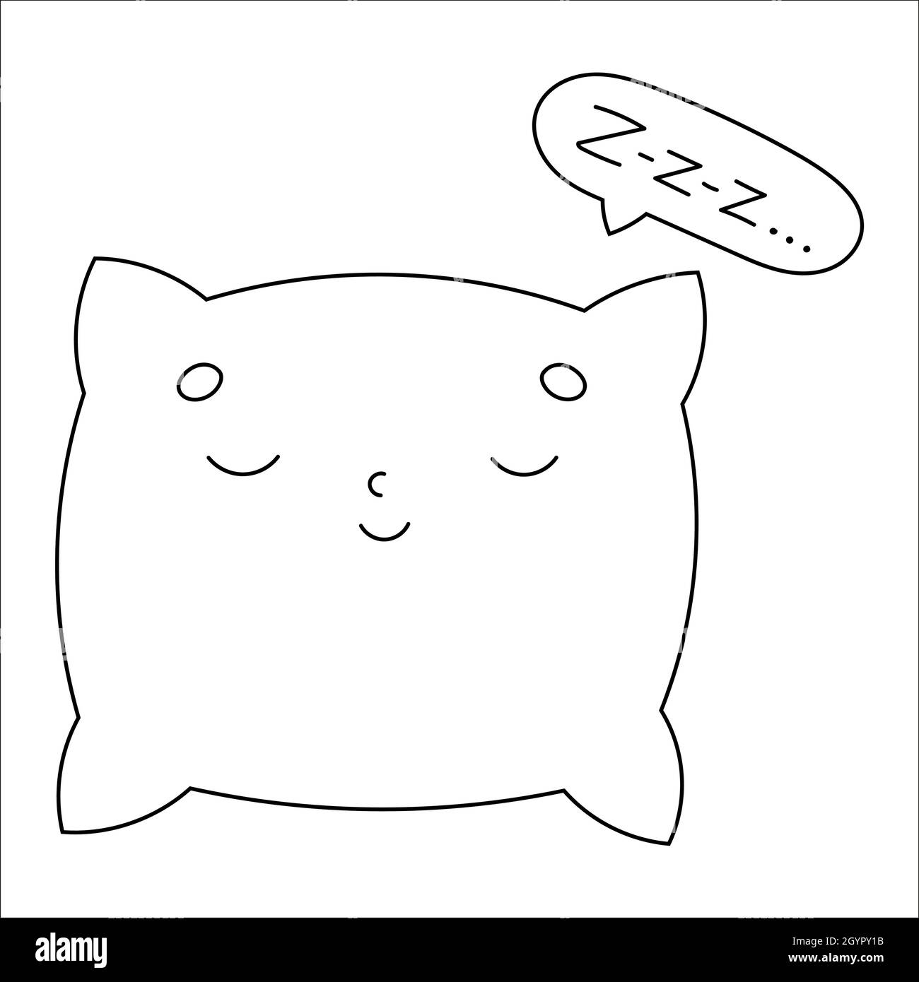 Pillow sleep coloring book page for kids cartoon style vector illustration isolated on white background stock vector image art