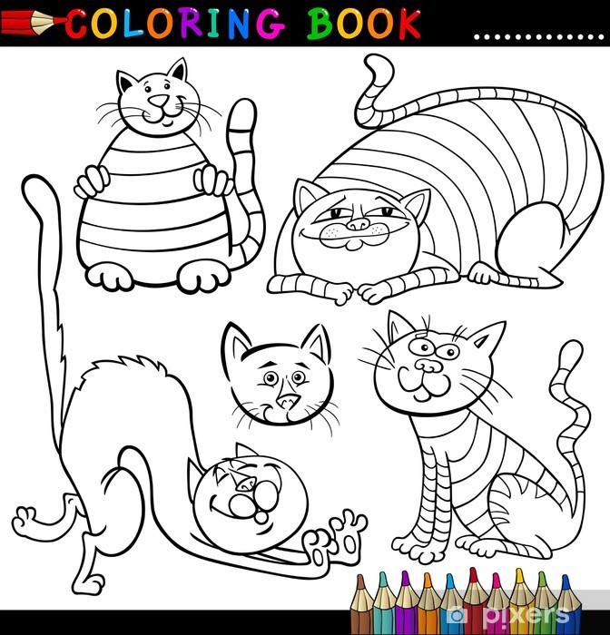 Body pillow cartoon cats for coloring book or page