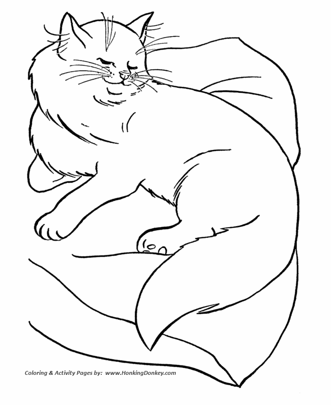 Cat coloring pages printable sassy cat on a pillow coloring page