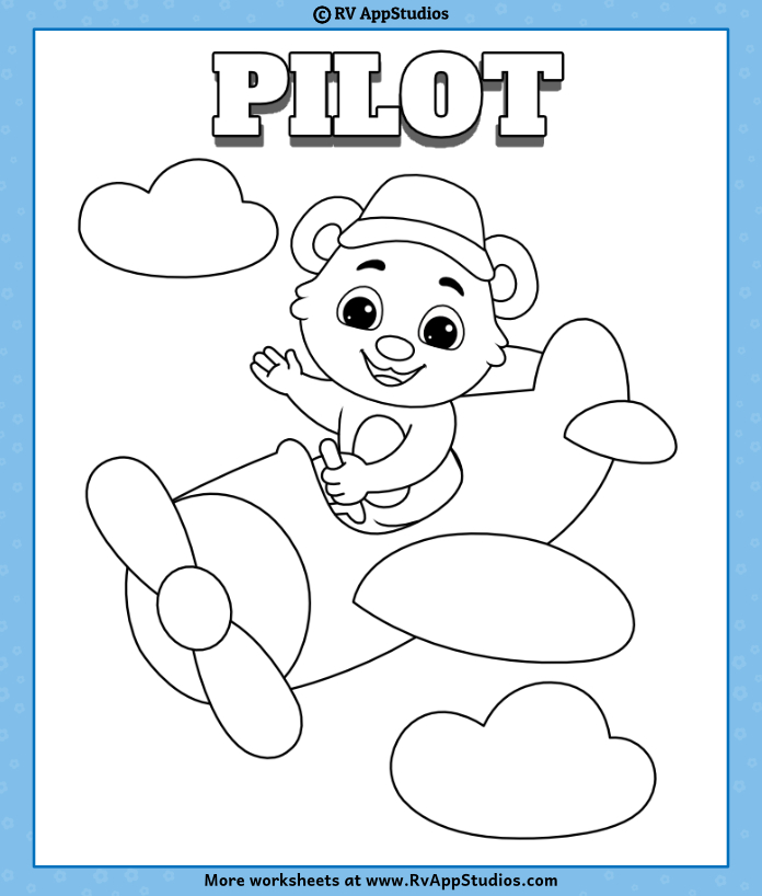 Pilot coloring pages free profession printable