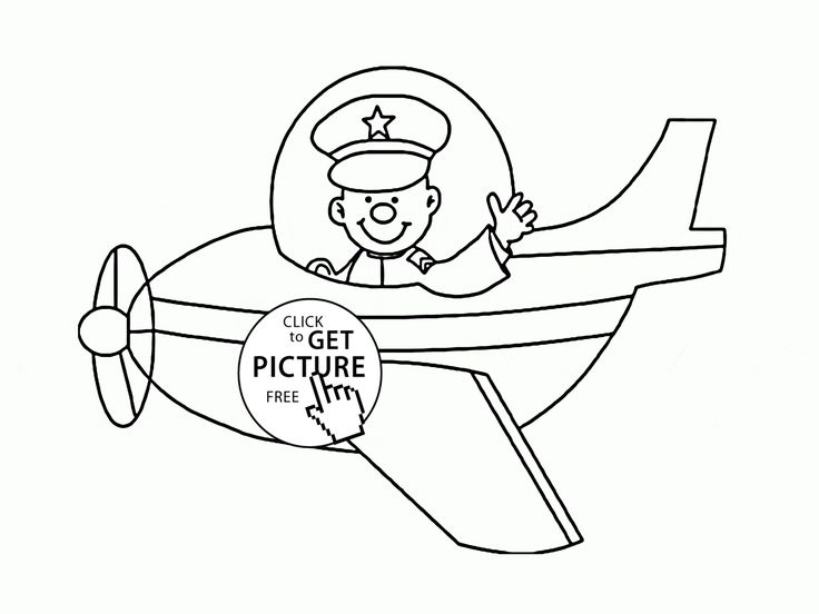 Airplane and happy pilot coloring page for toddlers transportation coloring pages printables freâ airplane coloring pages coloring pages tractor coloring pages