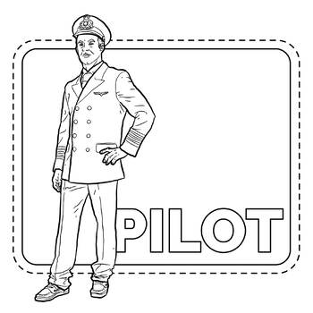 Pilot airplane jobcareeroccupations coloring bookpage by scworkspace