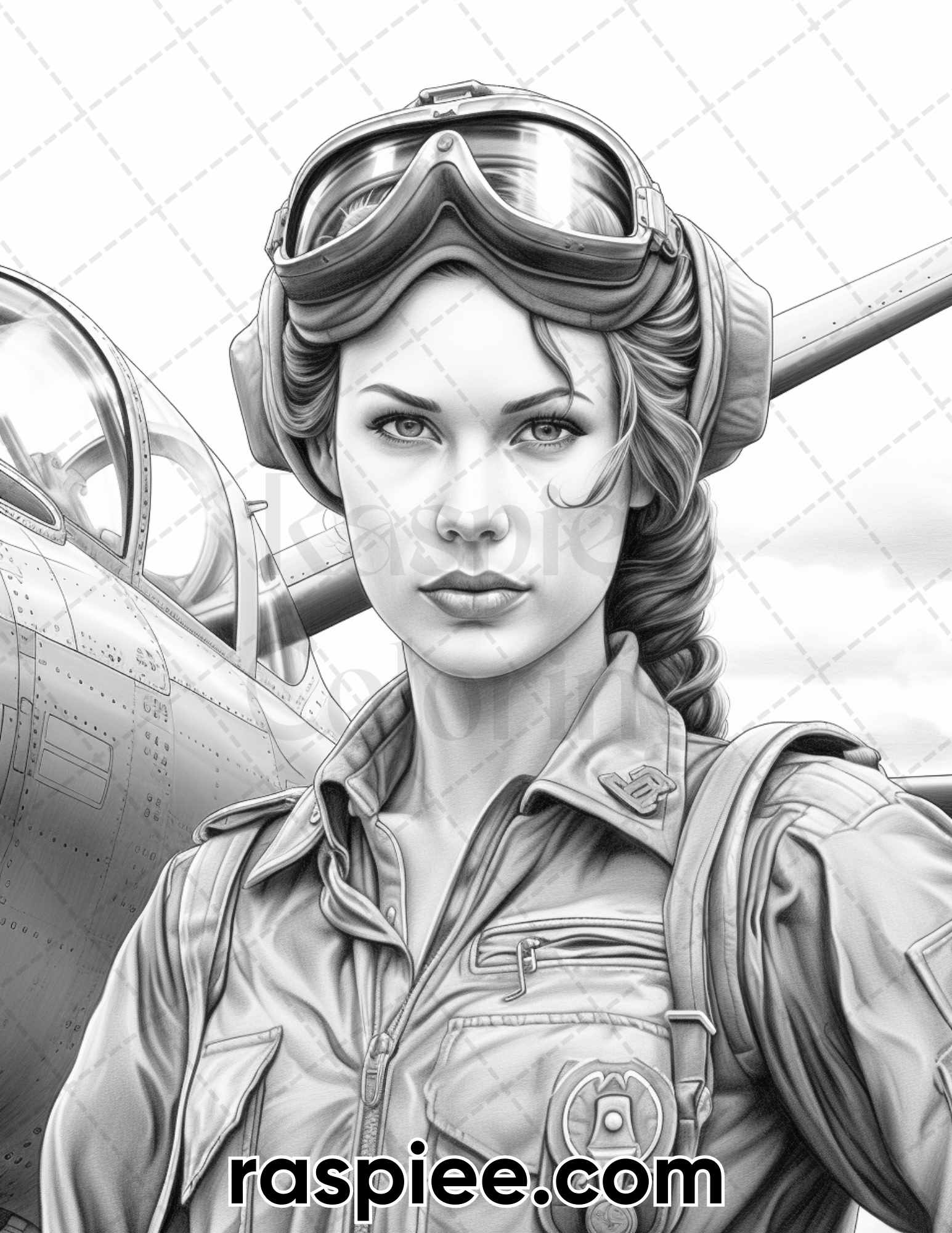 Vintage pilot portrait grayscale adult coloring pages printable pd â coloring