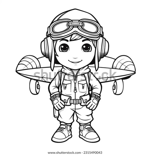Little pilot coloring pages uu stock illustration