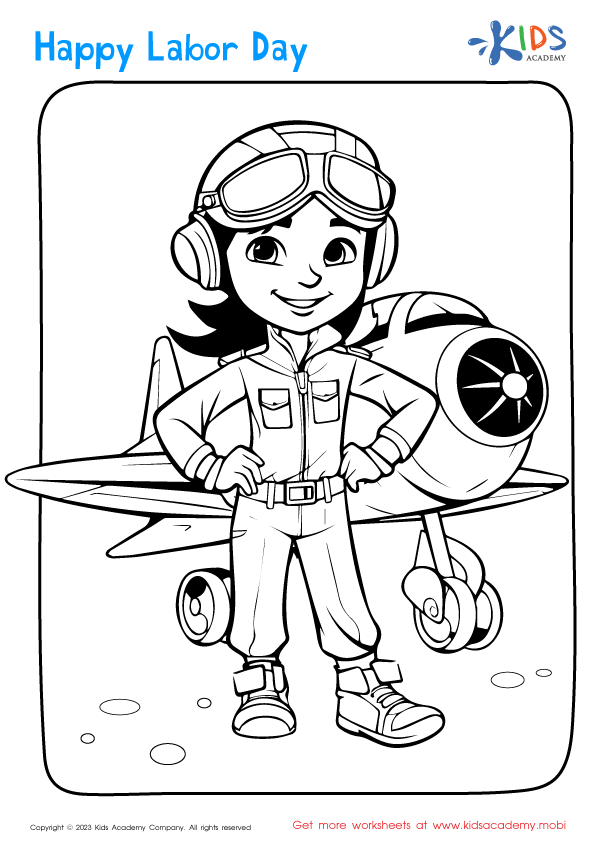 Free labor day pilot coloring page