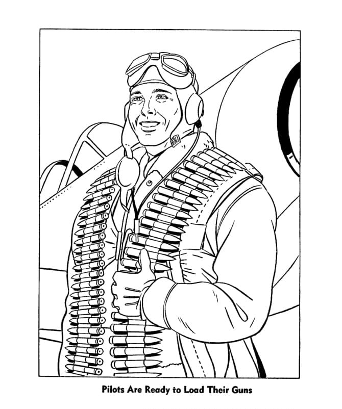 Fighter pilot coloring page