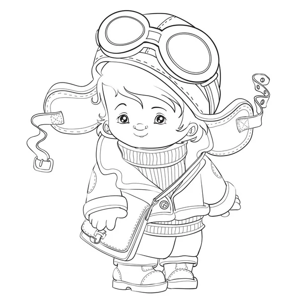 Outline cute pilot coloring book cartoon illustration isolated object white stock vector by kopirin
