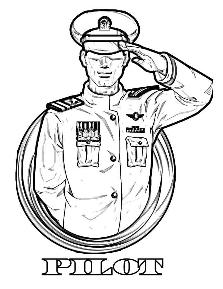 Awesome pilot coloring page