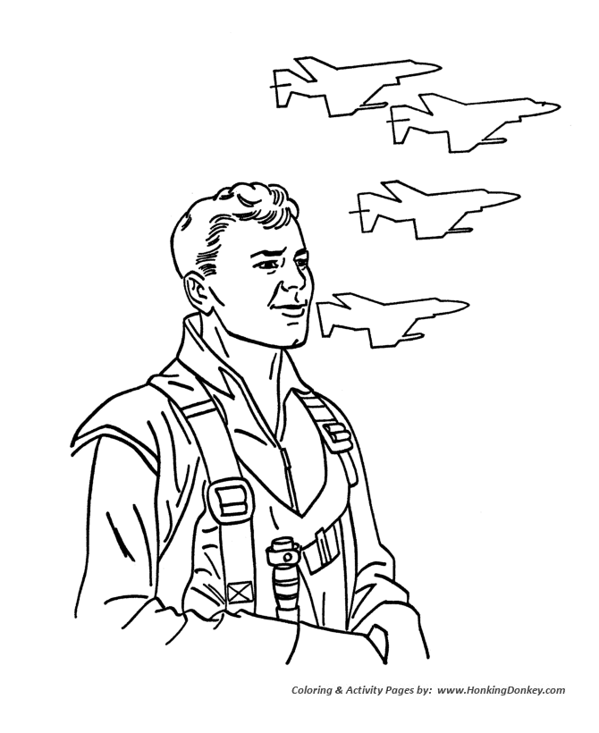 Armed forces day coloring pages air force pilot coloring page sheet for prek kids