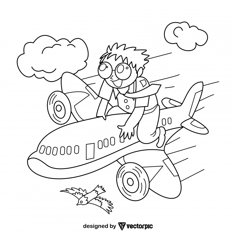 Aircraft pilot coloring pages for kids adults design free vector