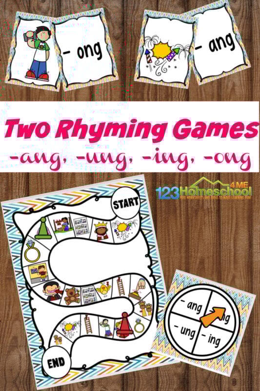 Free printable ng sound words rhyming game free printable