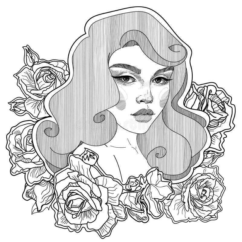 Pin up girl in roses stock vector illustration of flower
