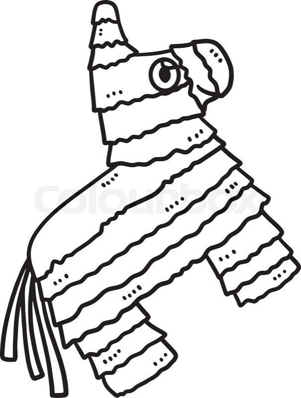 Cinco de mayo burro pinata isolated coloring page stock vector