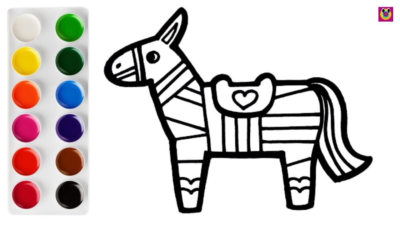 Pinata horse drawing painting and coloring for kids toddlers lets draw coloring