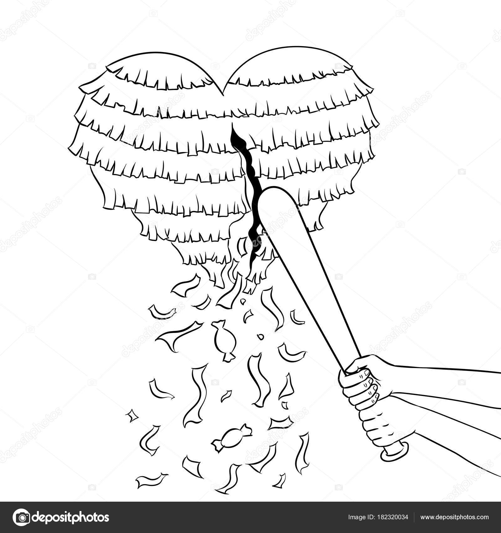 Pinata heart metaphor coloring book vector stock vector by alexanderpokusay