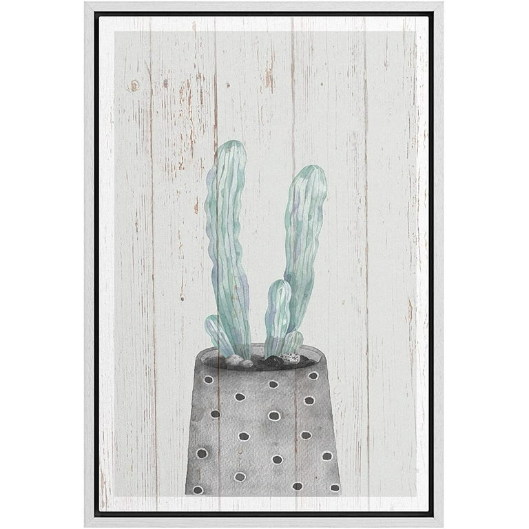 Ideawall framed canvas art wall decor pine cone cactus with wood panel botanical plants illustrations realism decorative elements relaxcalm for dorm home office