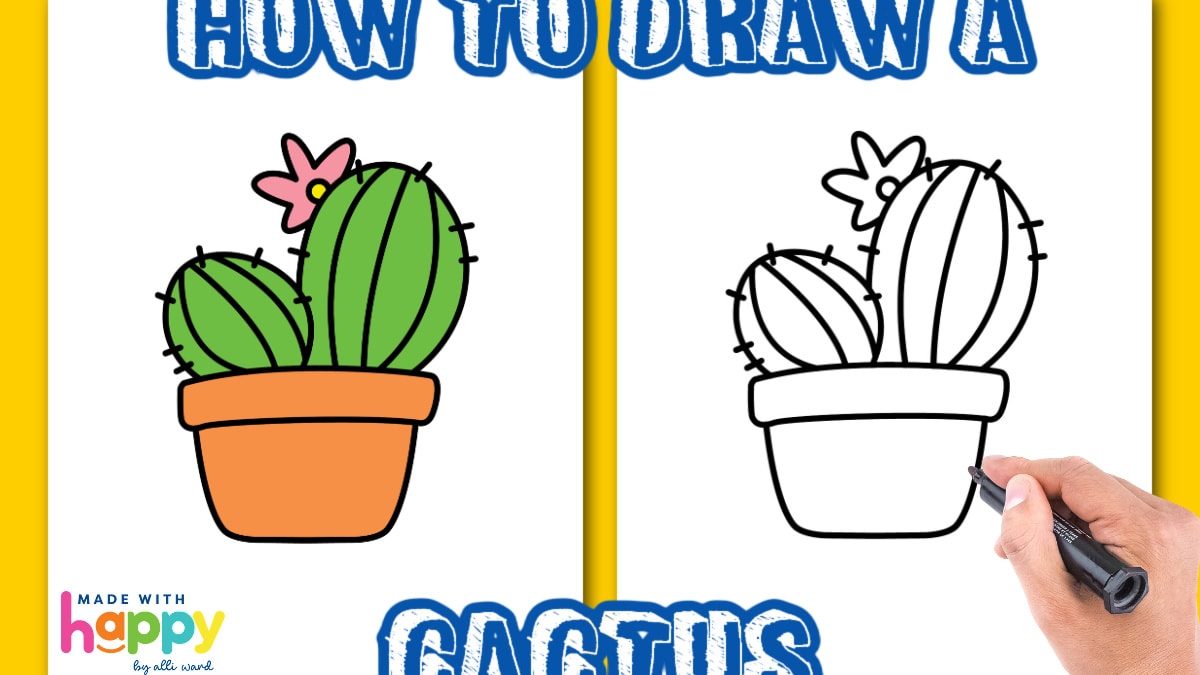 How to draw a cactus step