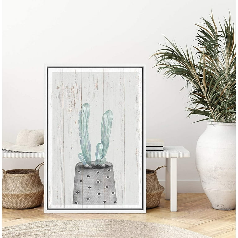 Ideawall framed canvas art wall decor pine cone cactus with wood panel botanical plants illustrations realism decorative elements relaxcalm for dorm home office