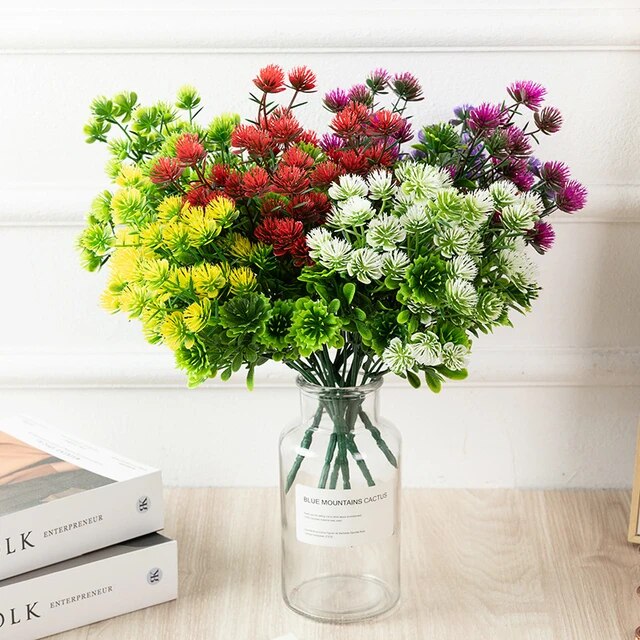 Artificial artificial pines artificial pine cones plants grass fake flowers