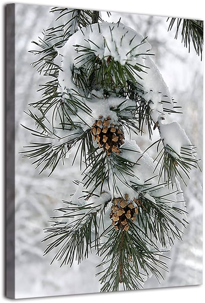 Fengyuyi pine cones wall art christmas painting canvas print winter picture stretched and framed ready to hang for holiday decoration xinch posters prints