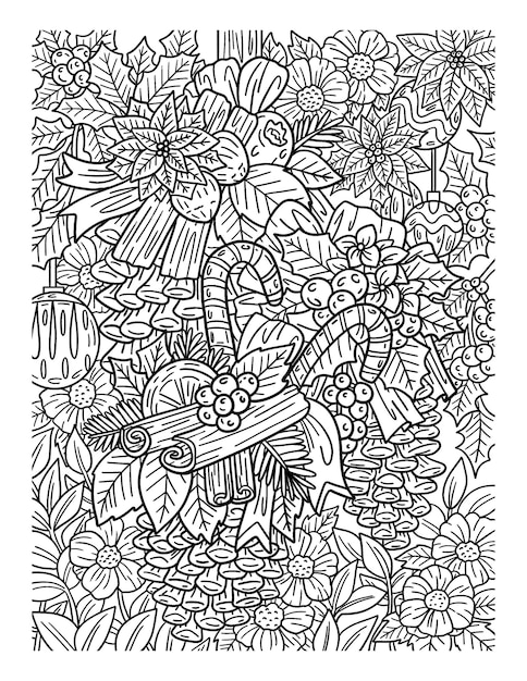 Premium vector christmas decorative pine cones adults coloring