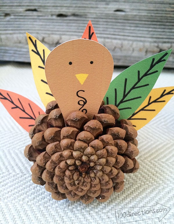Pinecone turkey craft and free printable