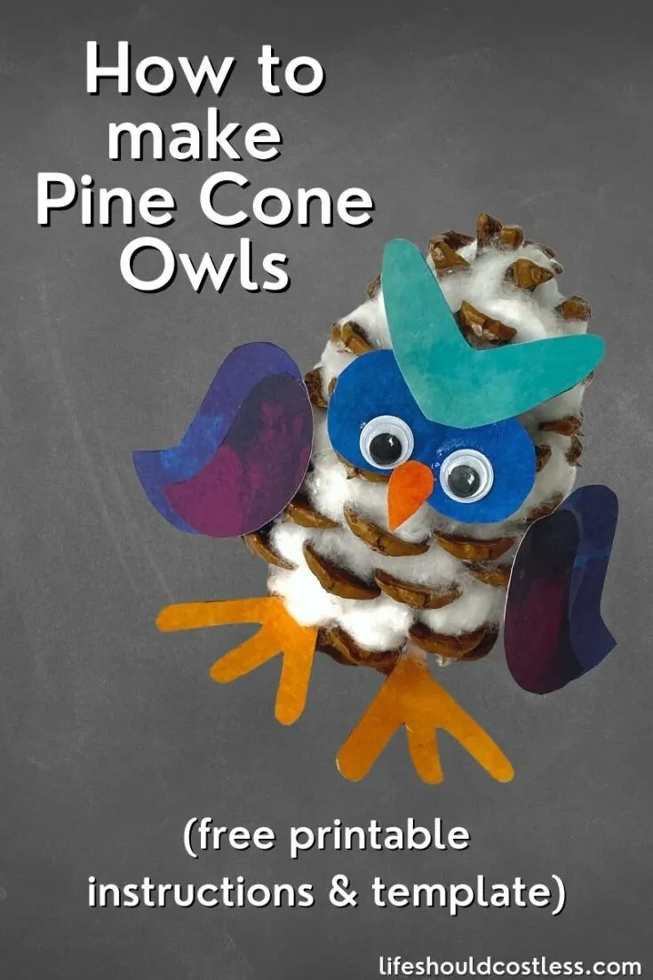 Cute pine cone owl craft video free printable template
