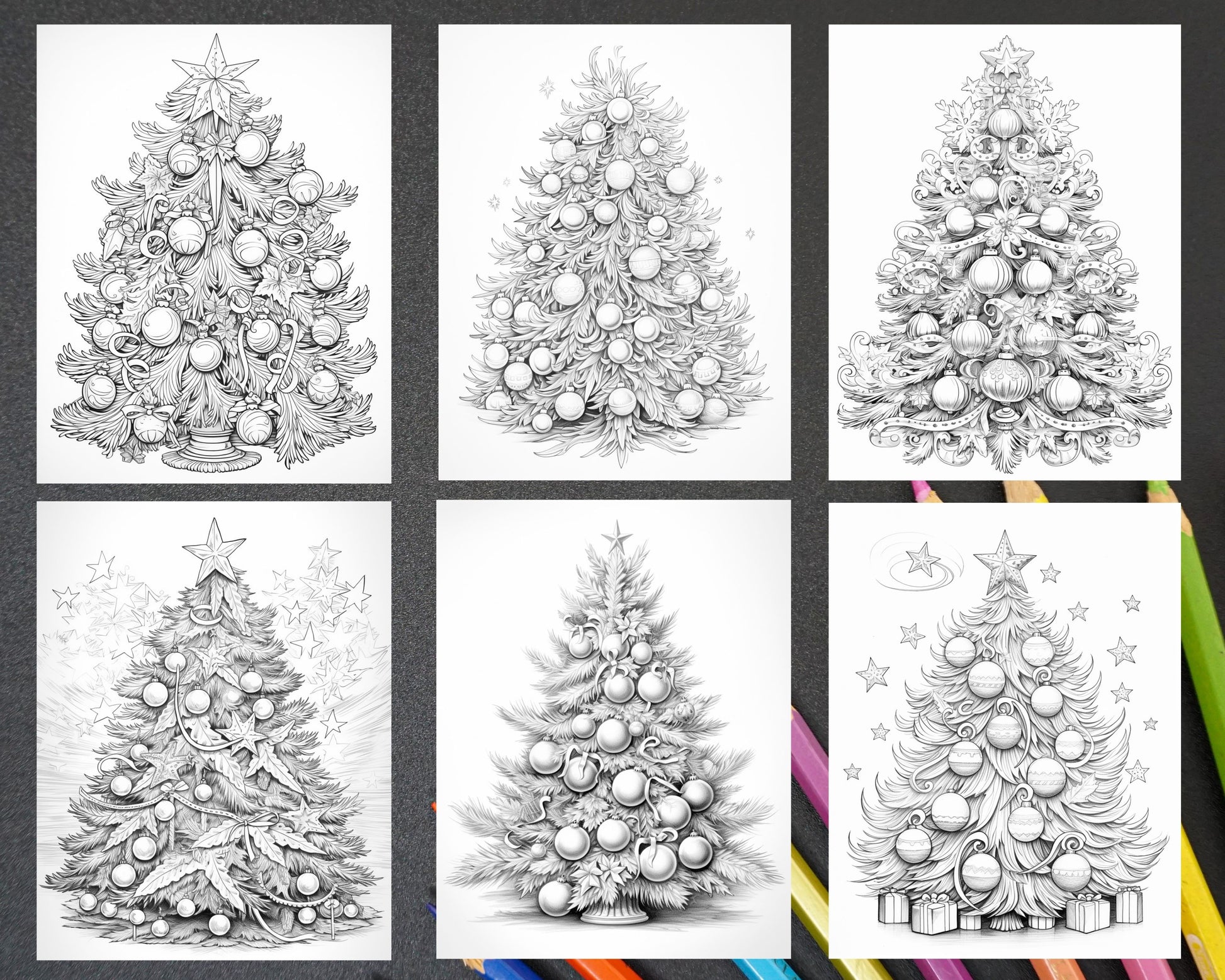 Christmas tree grayscale coloring pages for adults printable pdf i â coloring